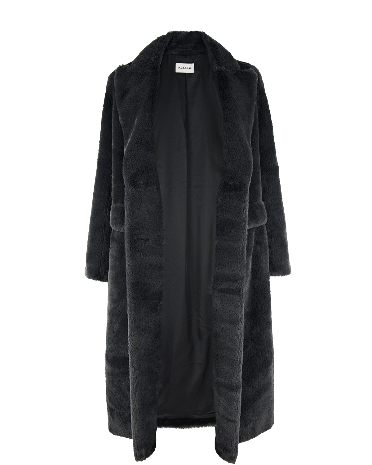 Серое пальто из эко-меха Parosh, размер 40, цвет серый - фото 5