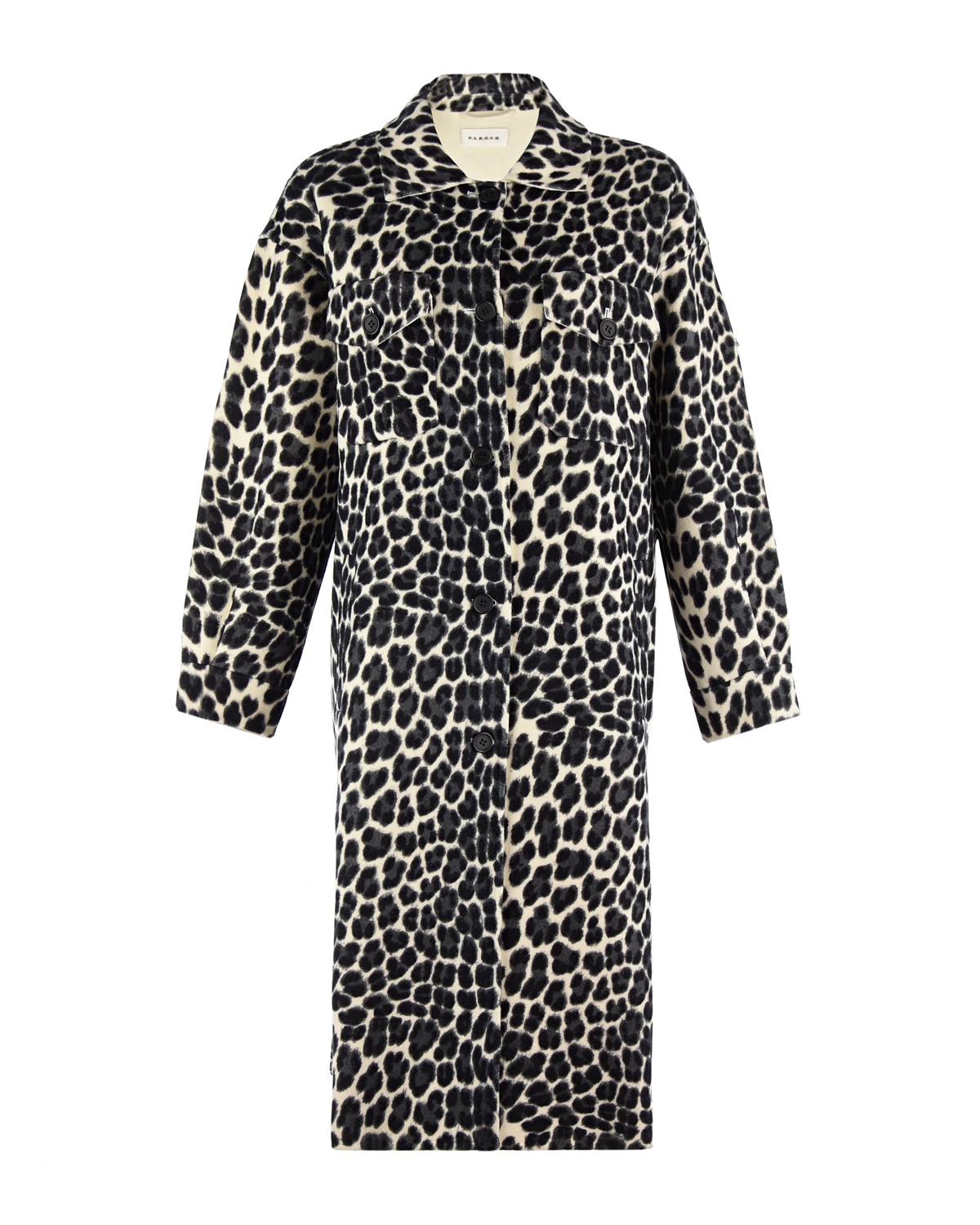 Пальто с леопардовым принтом Parosh, размер 44, цвет черный - фото 1