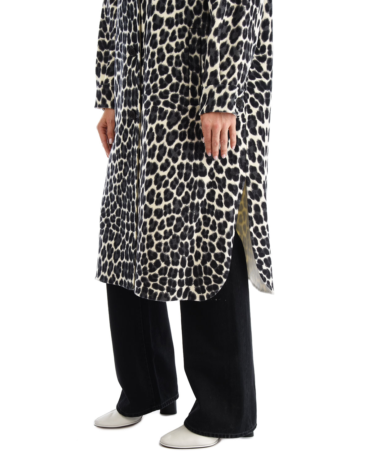Пальто с леопардовым принтом Parosh, размер 44, цвет черный - фото 9