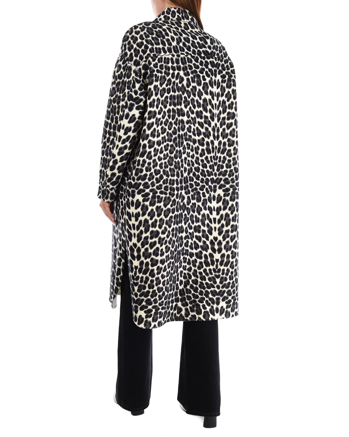 Пальто с леопардовым принтом Parosh, размер 44, цвет черный - фото 4