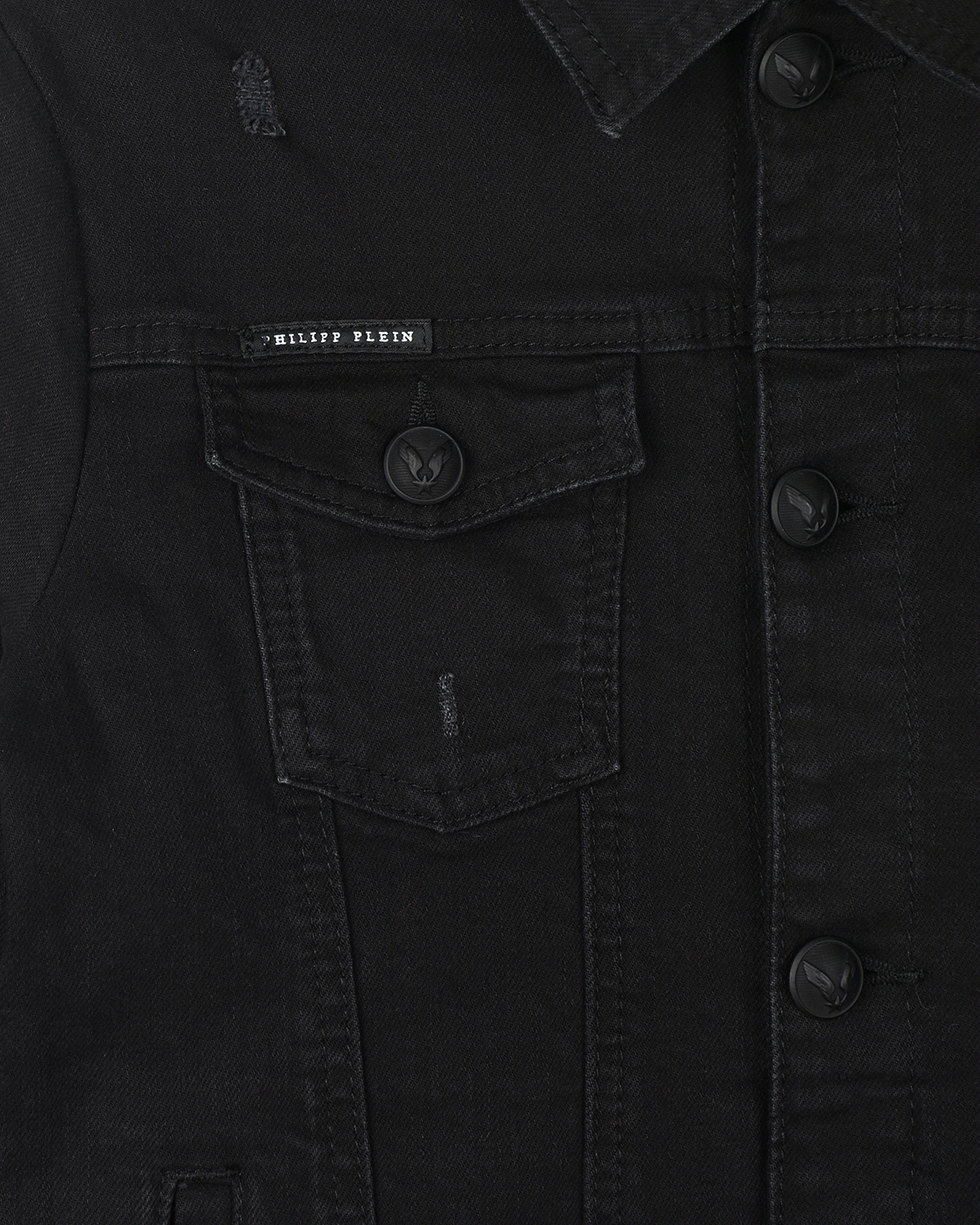 Черная джинсовая куртка Philipp Plein детская, размер 164, цвет черный - фото 3