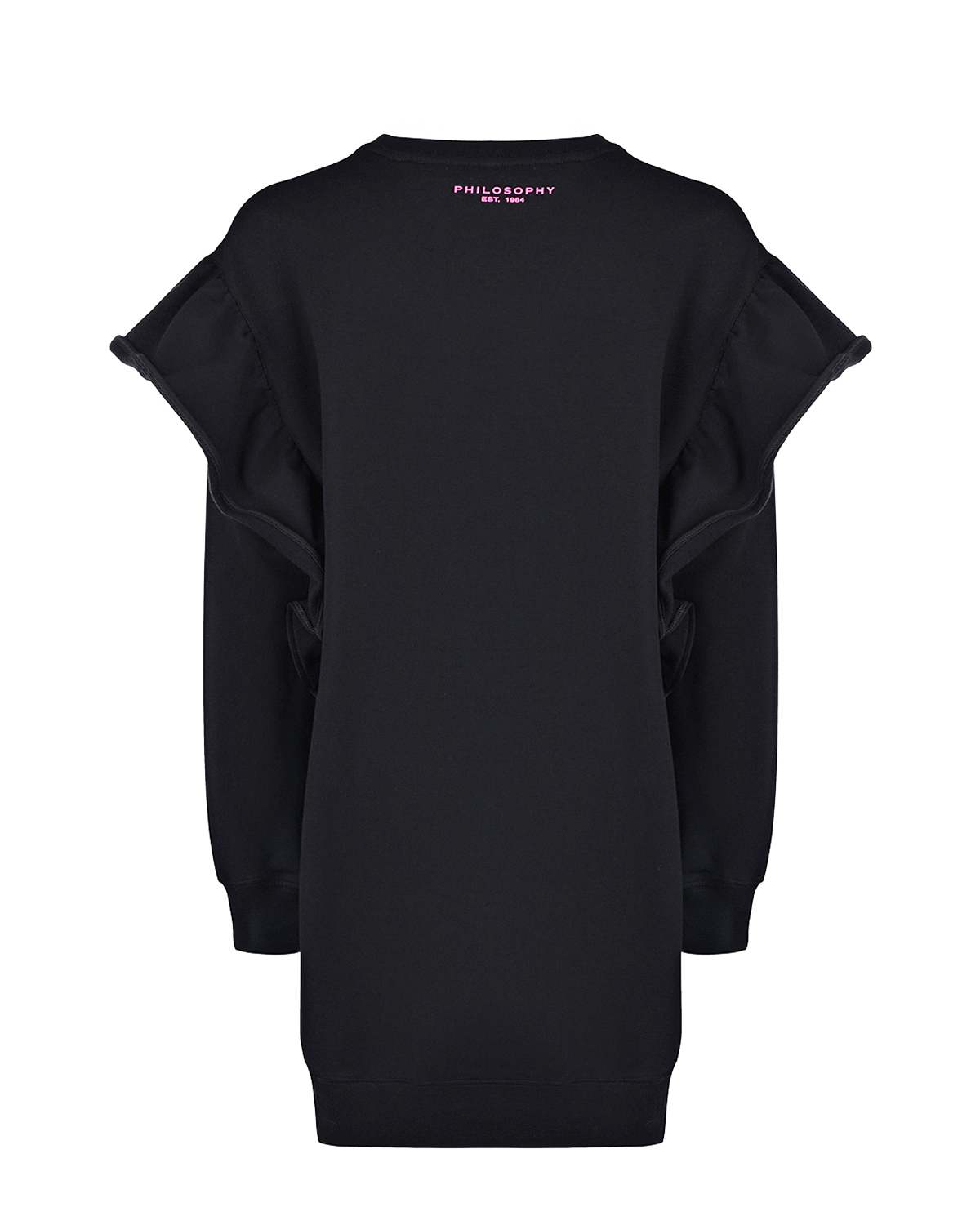 Черное платье-свитшот с рюшами Philosophy детское, размер 140, цвет черный - фото 2
