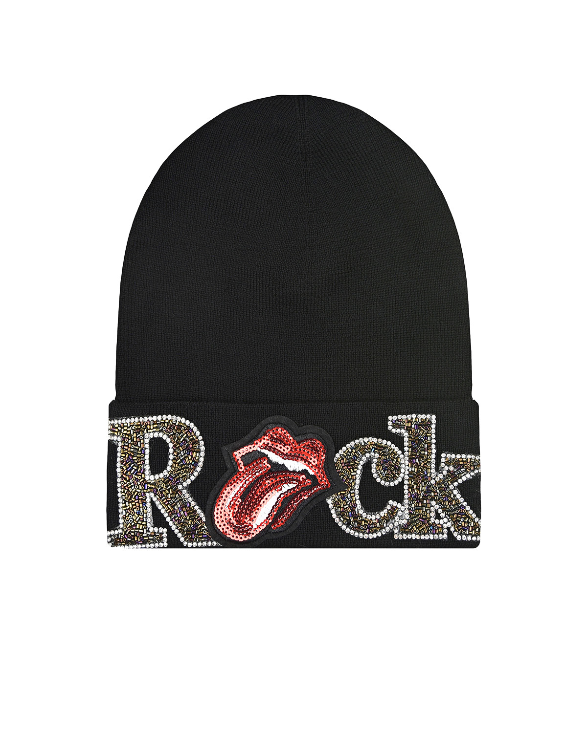 Черная шапка с патчами "Rock" Regina детская, размер 57, цвет черный - фото 1