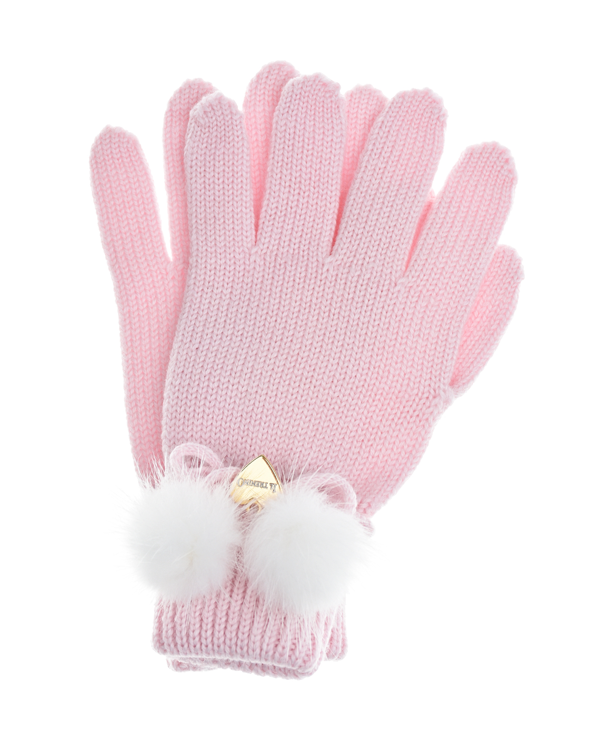 Розовые перчатки с белыми помпонами Il Trenino детские