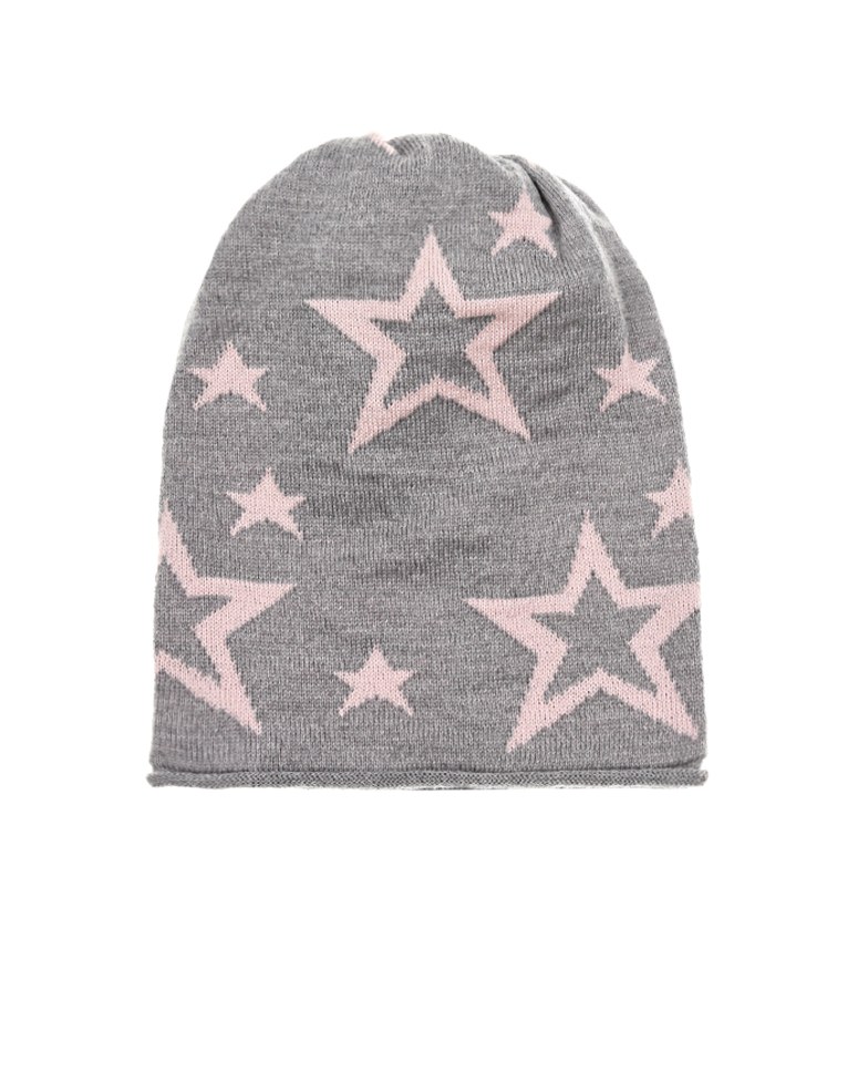 Серая шапка с розовыми звездами Catya детская