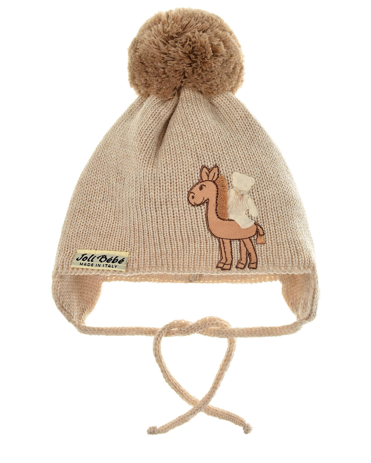 

Бежевая шапка из шерсти с помпоном Joli Bebe детская, Бежевый, Бежевая шапка из шерсти с помпоном Joli Bebe детская