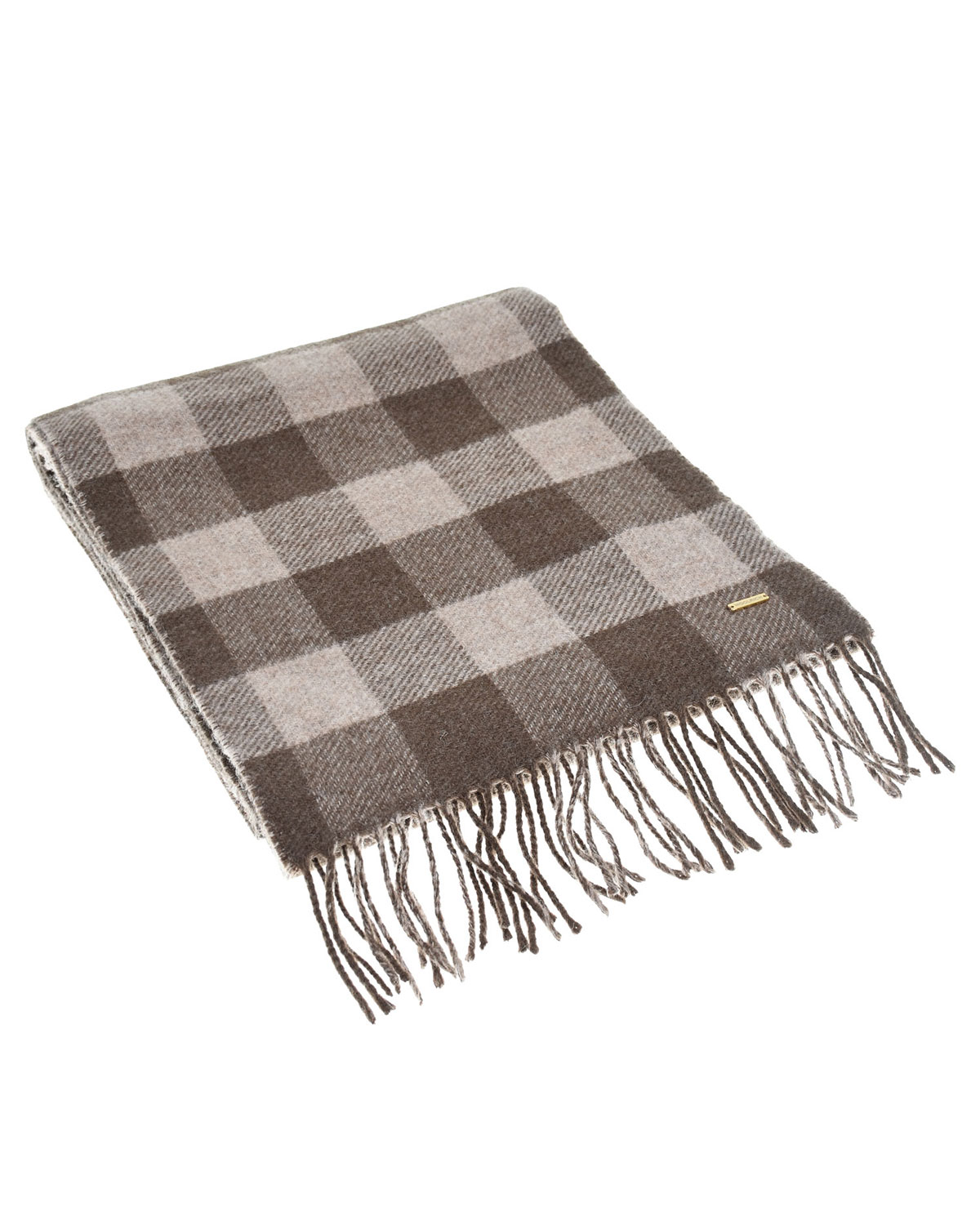 Клетчатый шарф с бахромой, 120x30 см Woolrich, размер unica, цвет коричневый