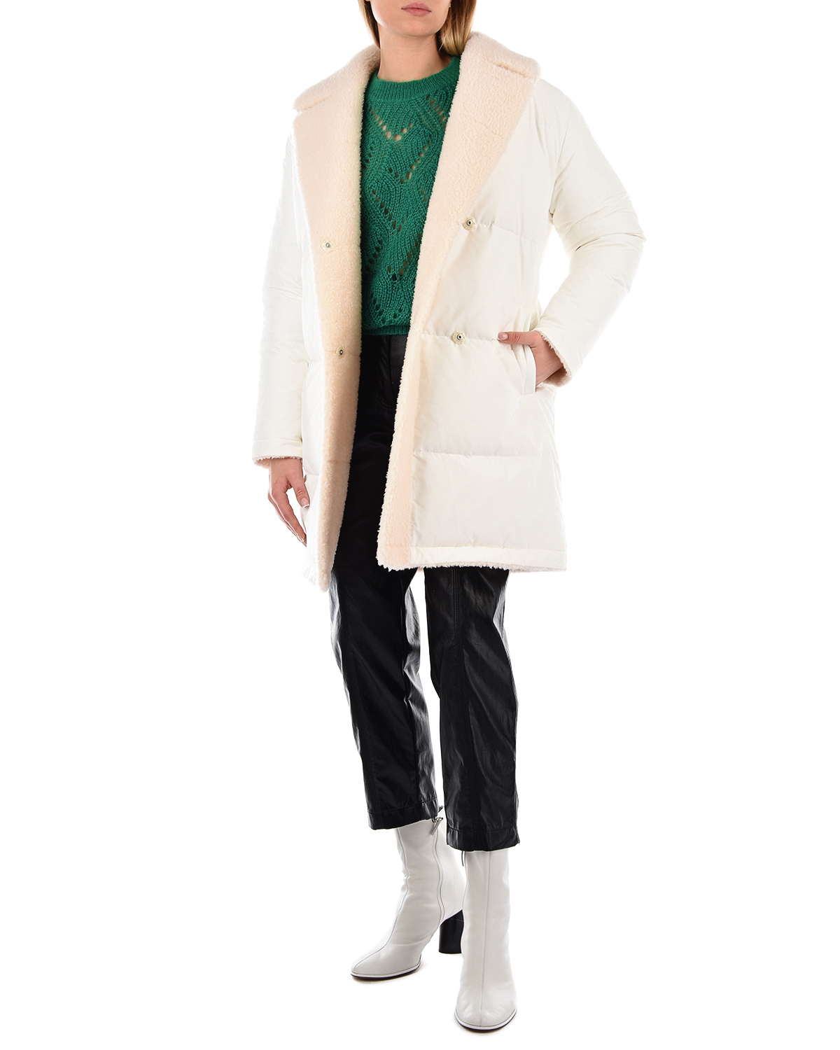 Двухстороннее укороченное пальто Yves Salomon, размер 36, цвет нет цвета - фото 2