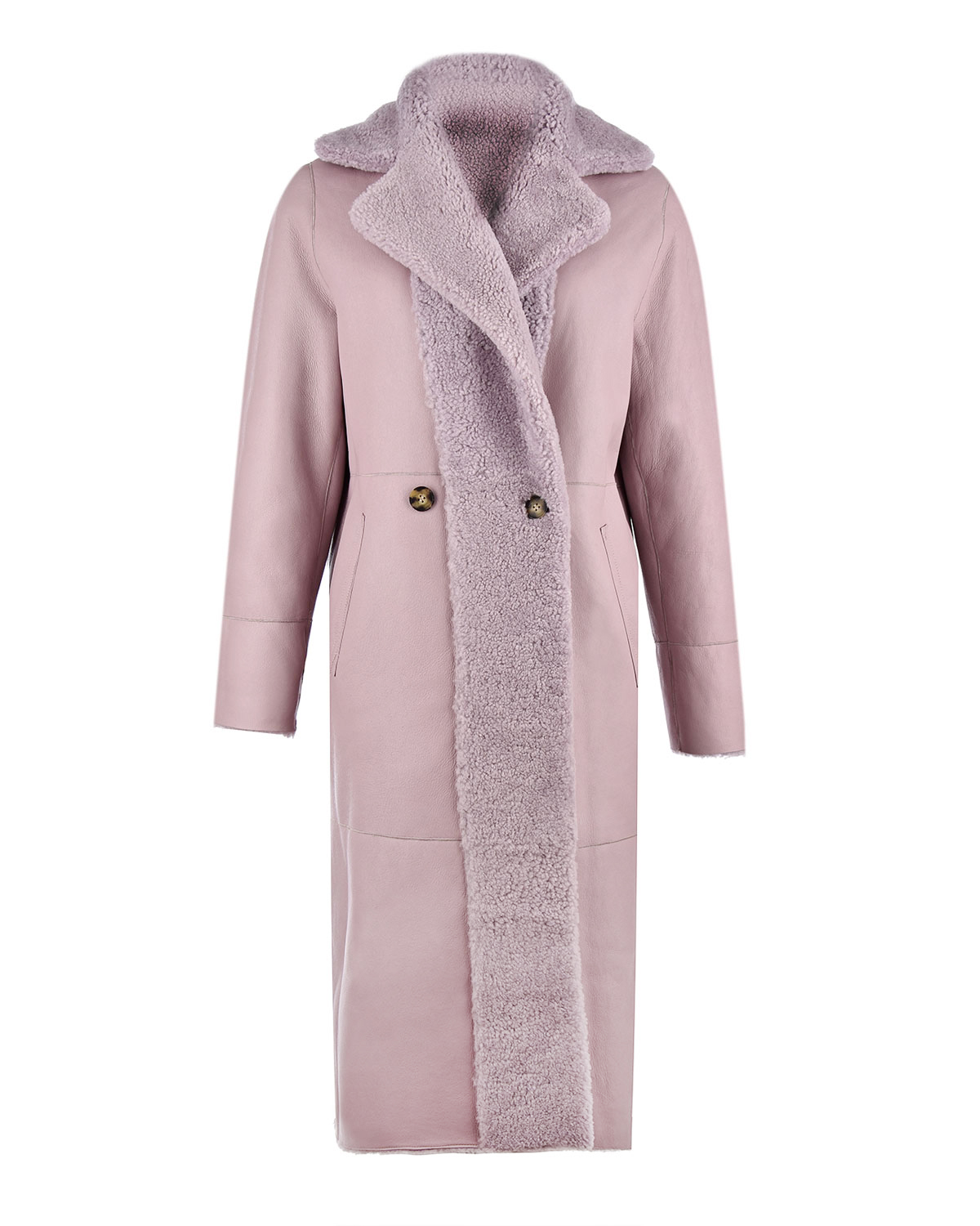 Двустороннее пальто из овчины Yves Salomon, размер 40, цвет сиреневый - фото 6
