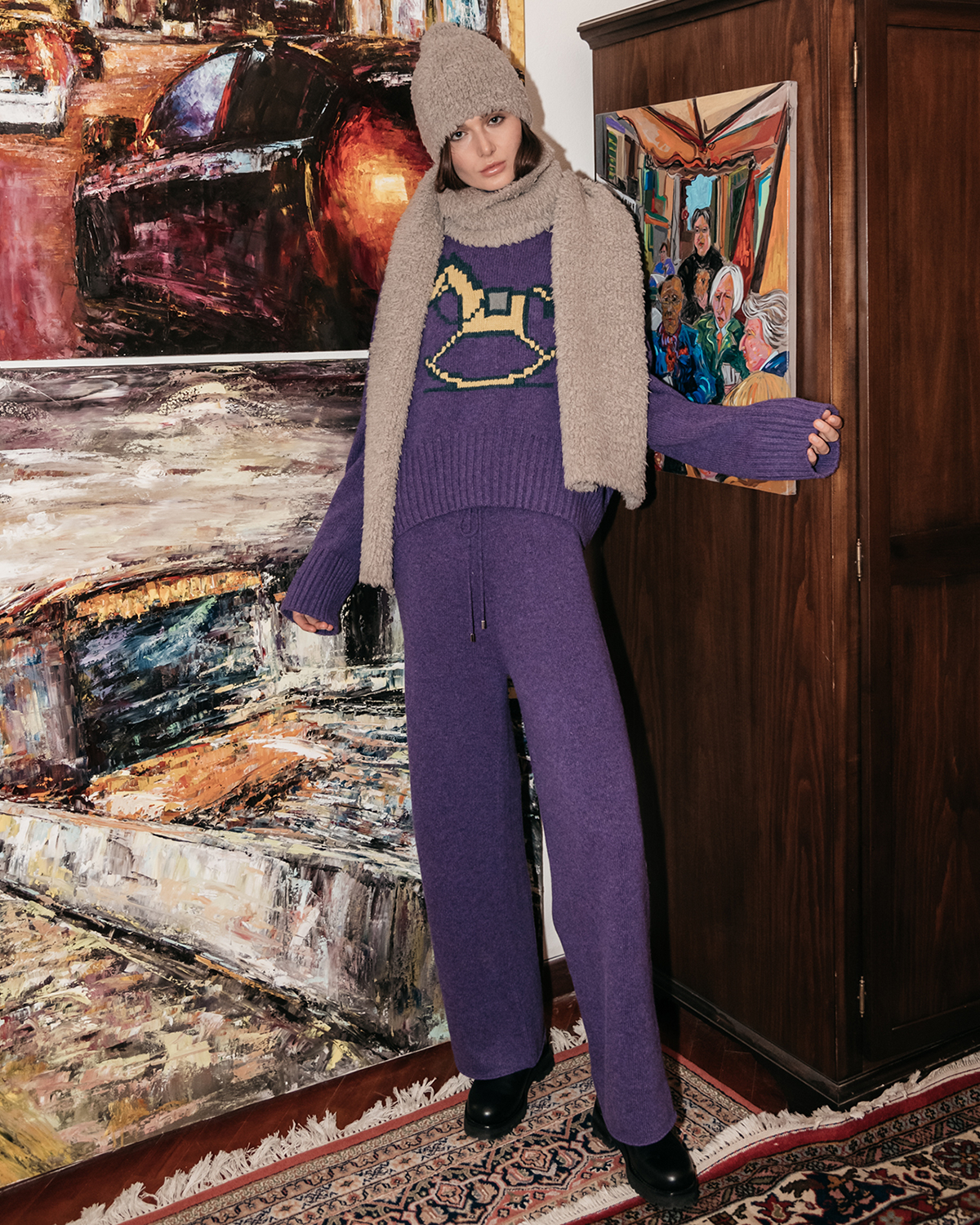 Фиолетовый джемпер с декором "лошадка" Tak Ori, размер 40 - фото 7