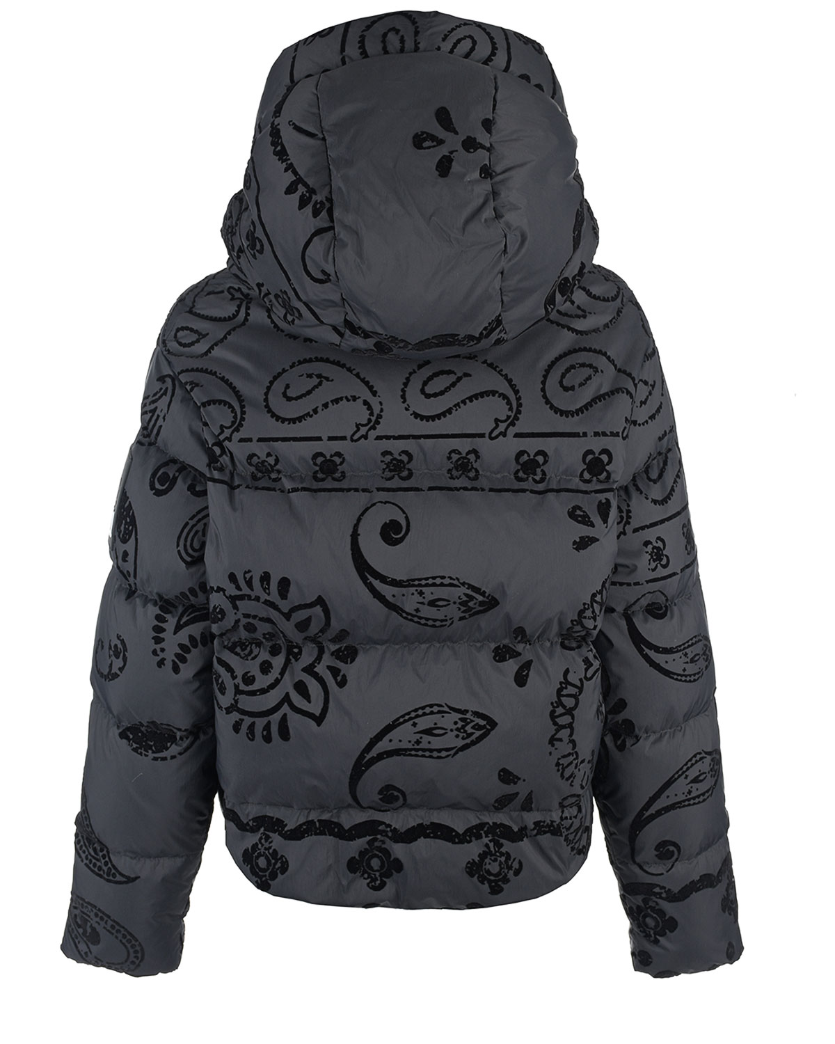 Черная куртка-пуховик с этническми принтом Bacon детская, размер 152, цвет черный - фото 2