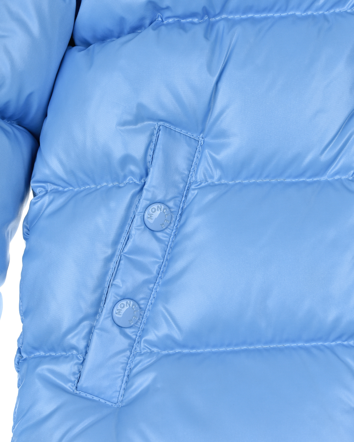 Голубая куртка с меховой оторочкой Moncler детская, размер 92, цвет голубой - фото 4