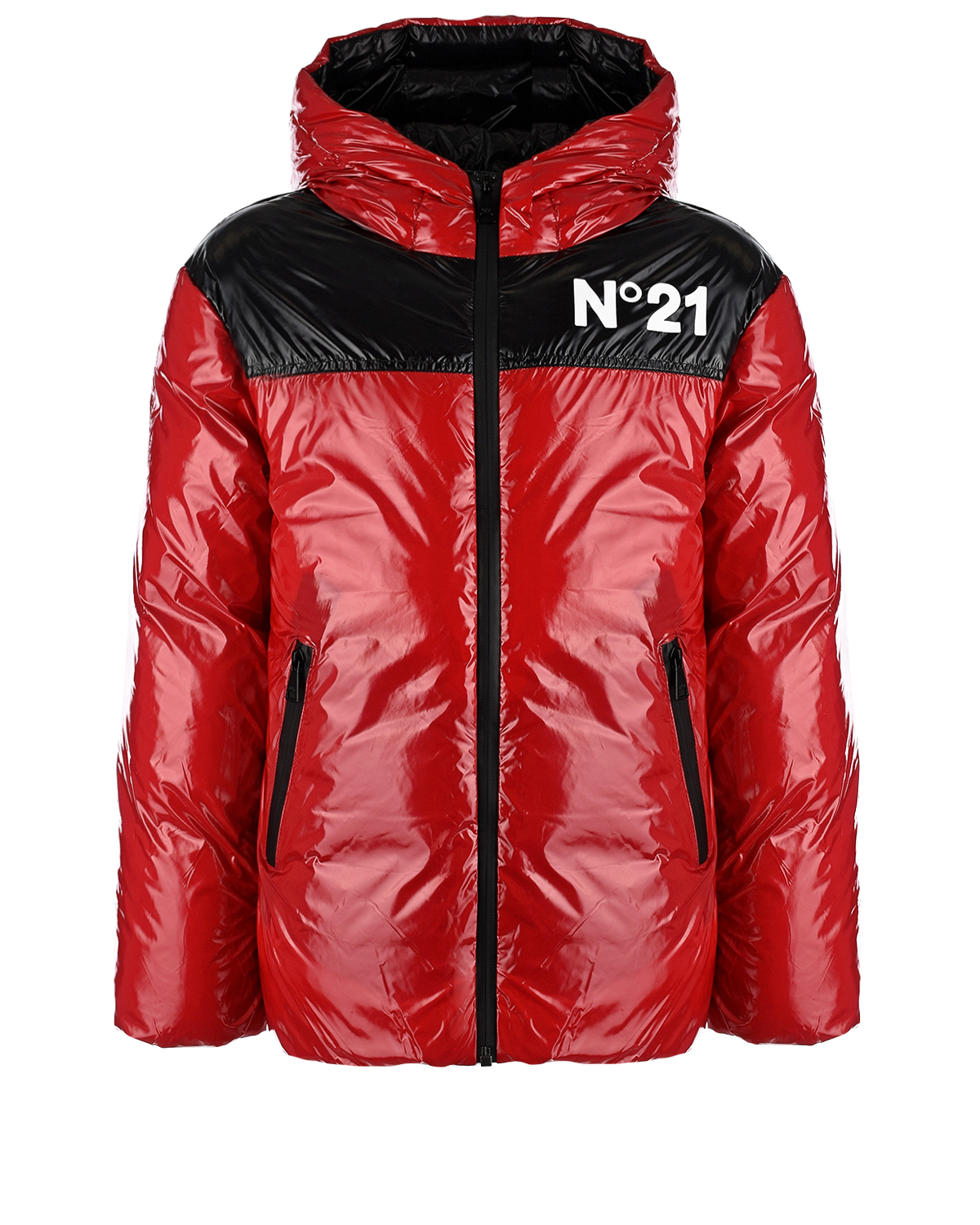 Красная куртка-пуховик с капюшоном No. 21 детская, размер 104, цвет красный - фото 1
