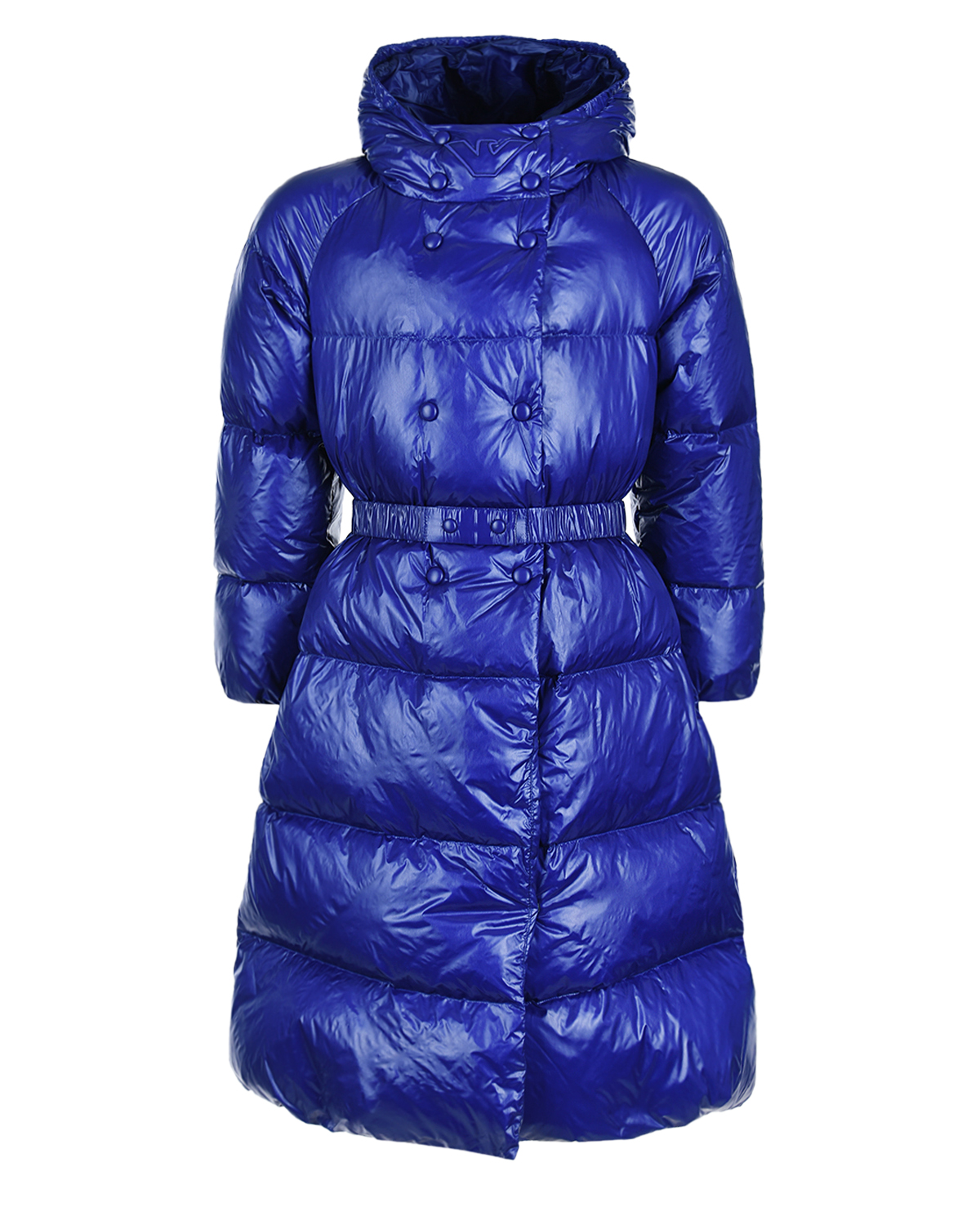 Ярко-синее пальто с капюшоном Emporio Armani детское