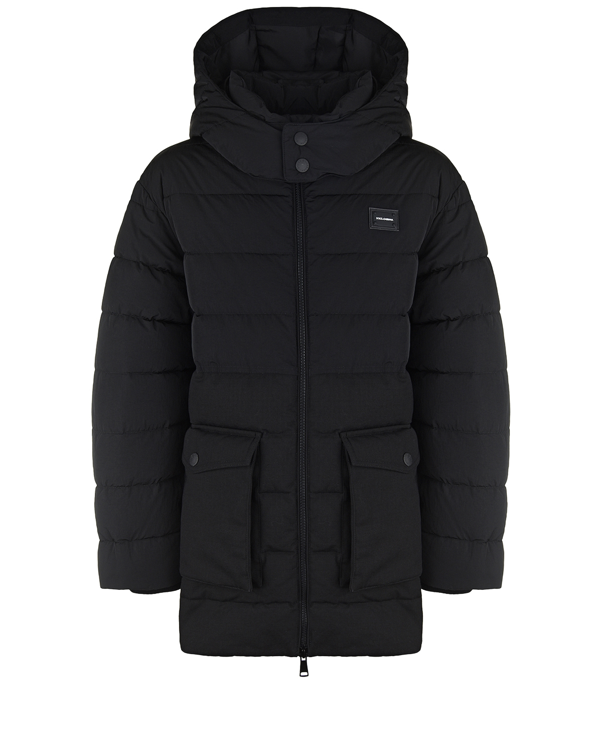 Куртка-пуховик с накладными карманами Dolce&Gabbana детская, размер 152, цвет черный - фото 1