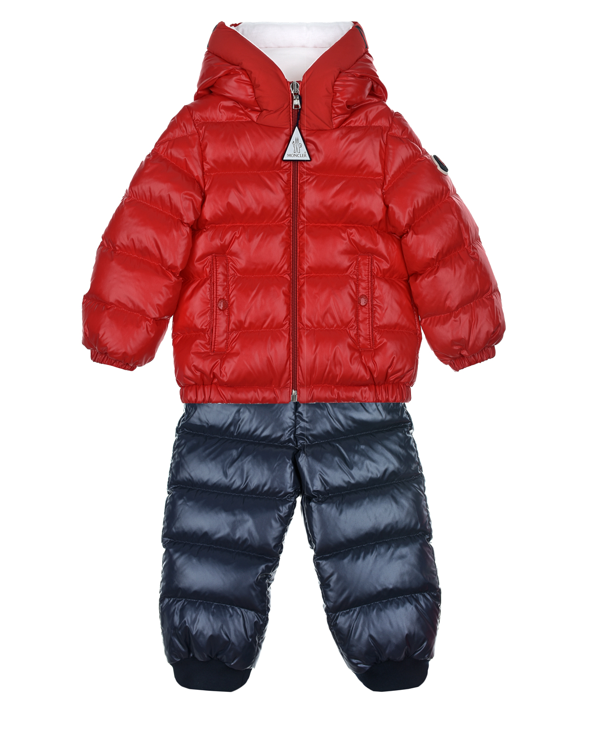 Комплект: красная куртка и синие брюки Moncler детский, размер 86, цвет мультиколор - фото 1