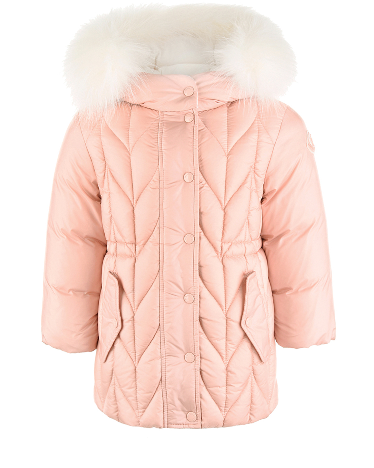 Пальто-пуховик розового цвета Moncler детское, размер 86 - фото 1