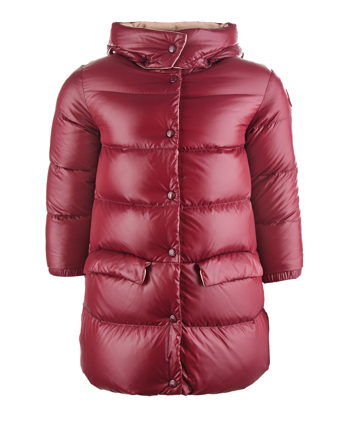 Бордовое пальто-пуховик Moncler детское, размер 92, цвет бордовый - фото 1