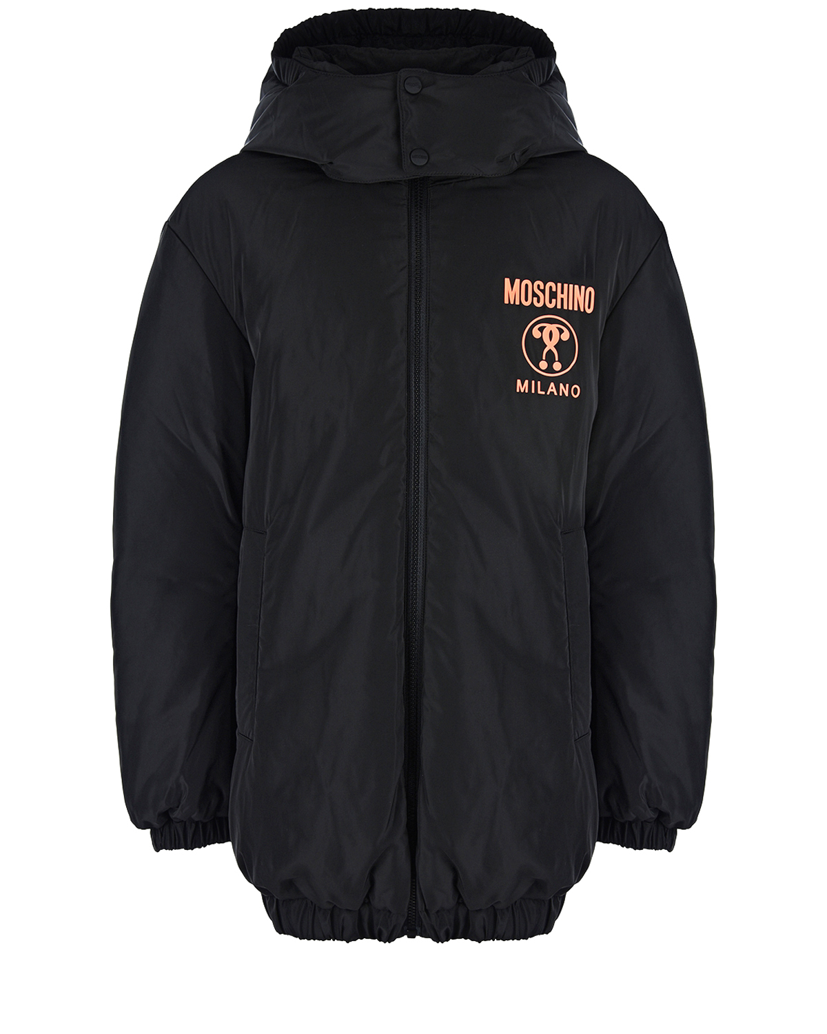 Черная куртка-пуховик с капюшоном Moschino детская, размер 140, цвет черный - фото 1