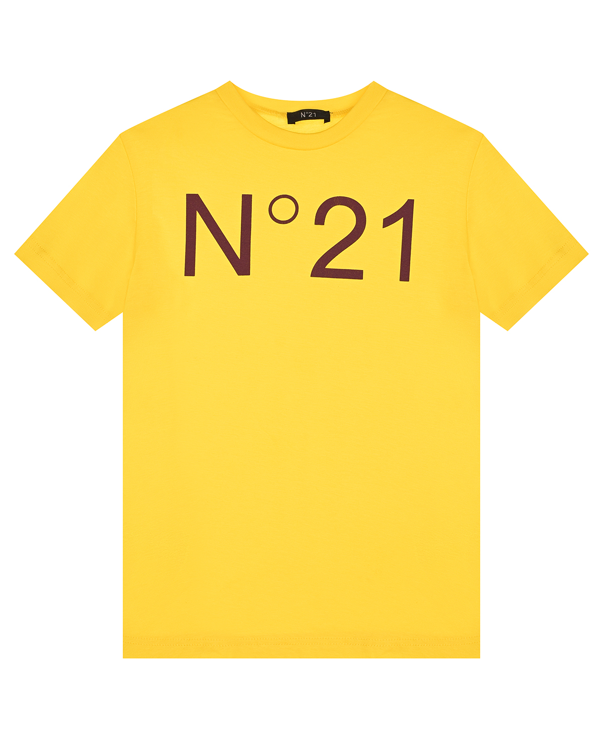Желтая футболка с бордовым лого No. 21 детская, размер 104, цвет желтый - фото 1