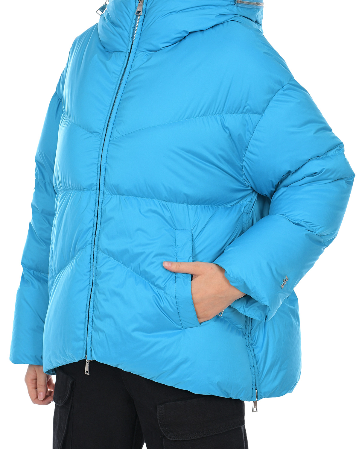 Синяя куртка с асимметричным подолом ADD, размер 40, цвет синий - фото 8