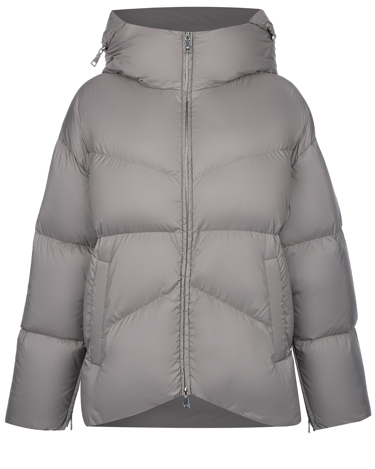 Серая стеганая куртка с асимметричным подолом ADD, размер 40, цвет серый