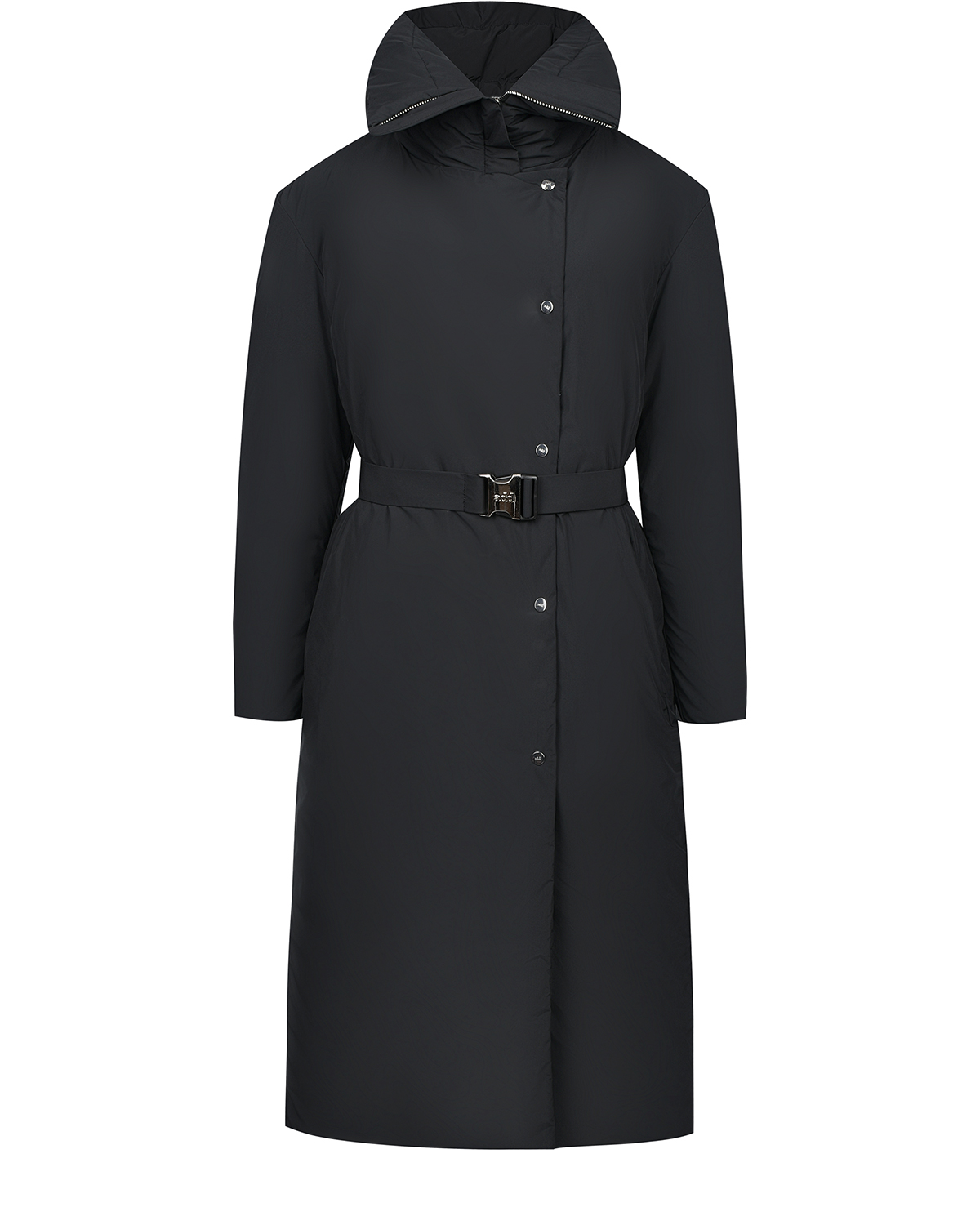 Черное пальто с высоким воротом ADD, размер 46, цвет черный