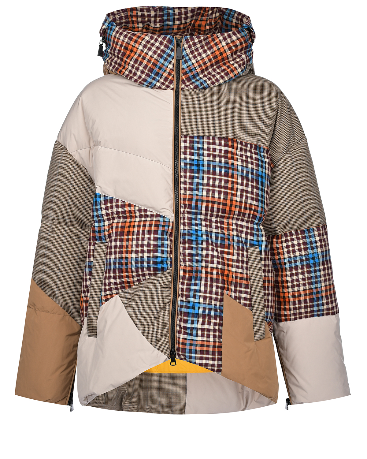 Стеганая куртка с принтом пэчворк ADD, размер 44, цвет бежевый