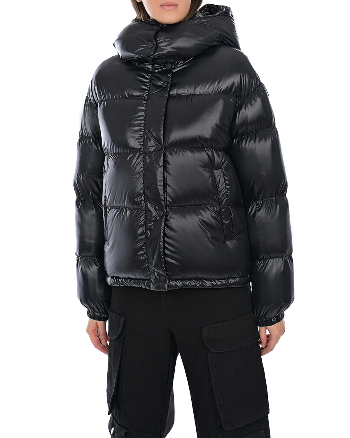 Черная куртка с глянцевым эффектом ADD, размер 42, цвет черный - фото 6