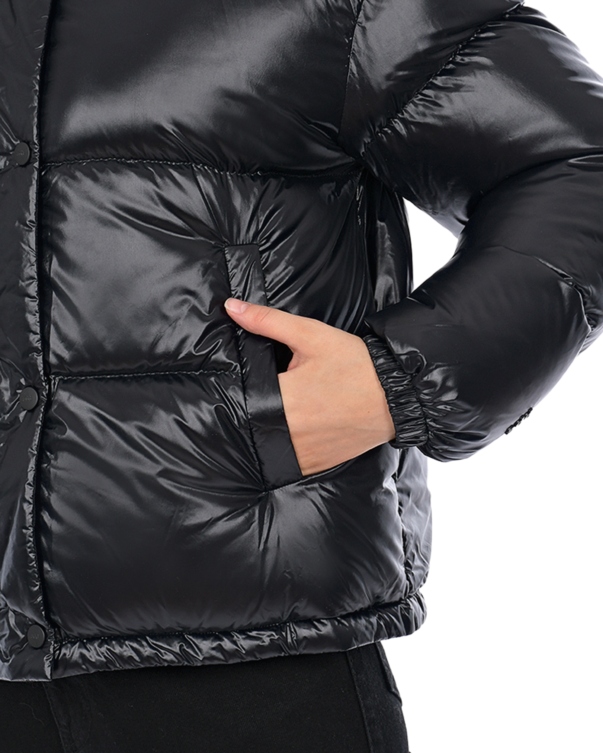 Черная куртка с глянцевым эффектом ADD, размер 42, цвет черный - фото 7