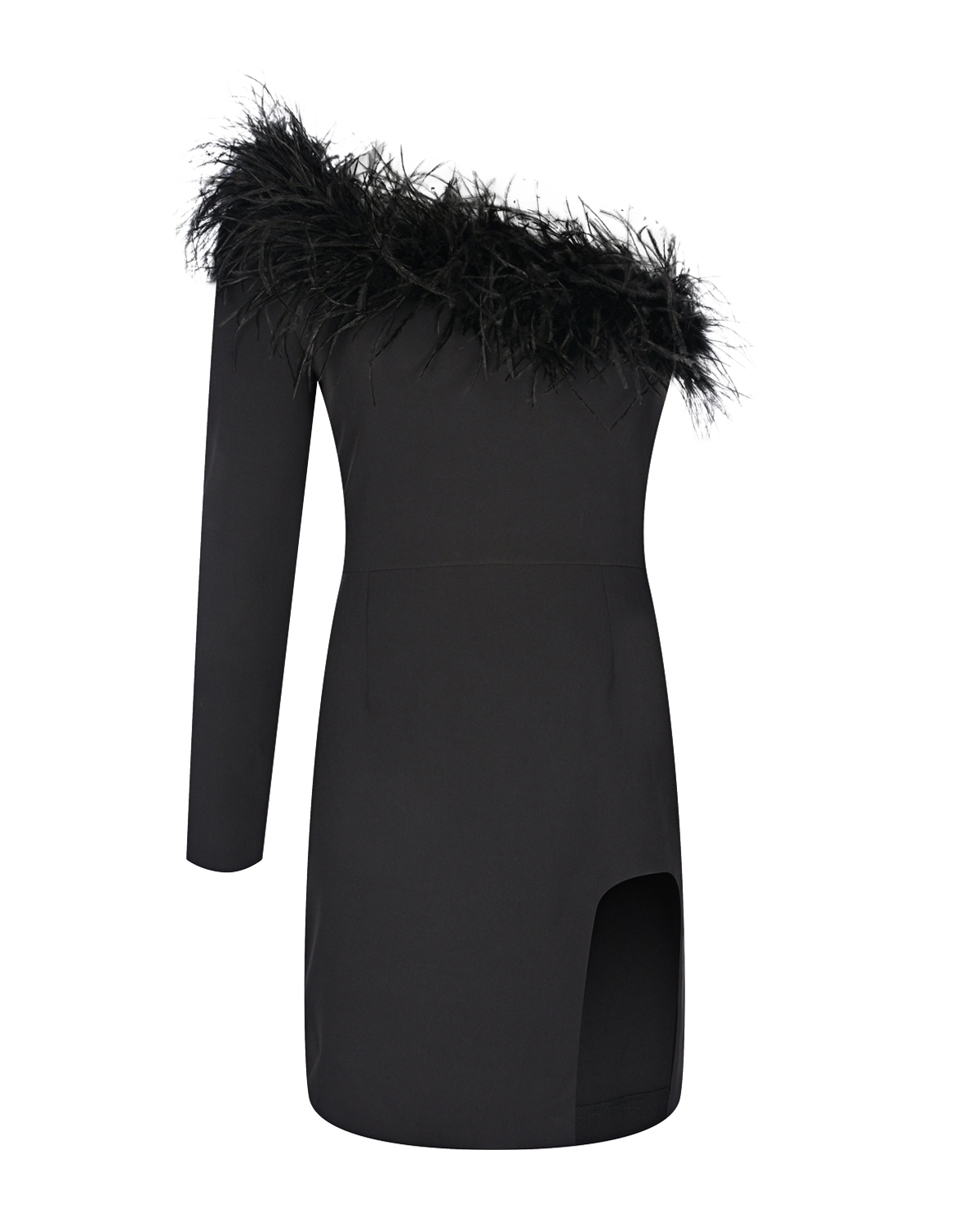 Черное платье с перьями ALINE, размер 42, цвет черный - фото 1