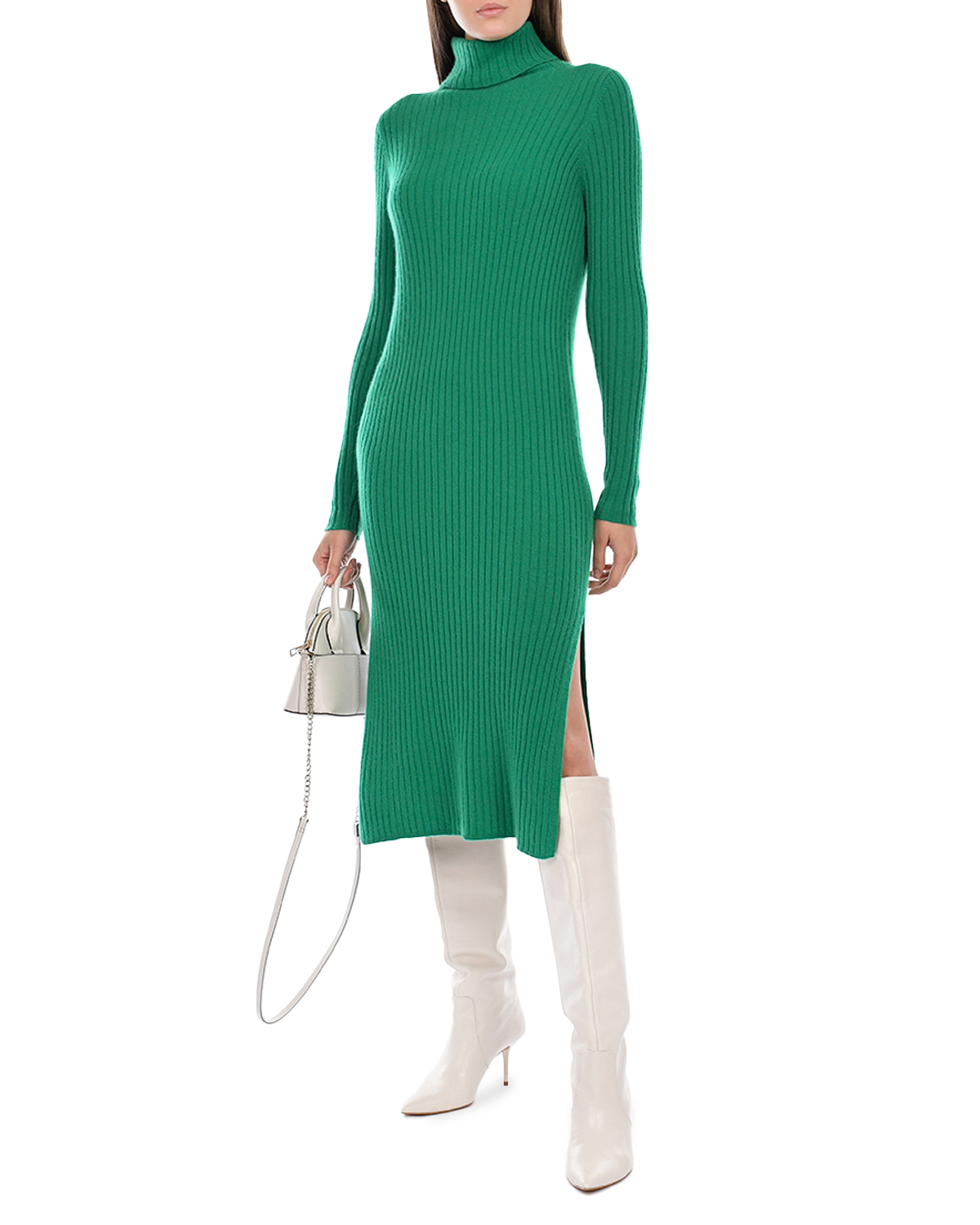 Платье из кашемира зеленого цвета Allude, размер 38 - фото 2
