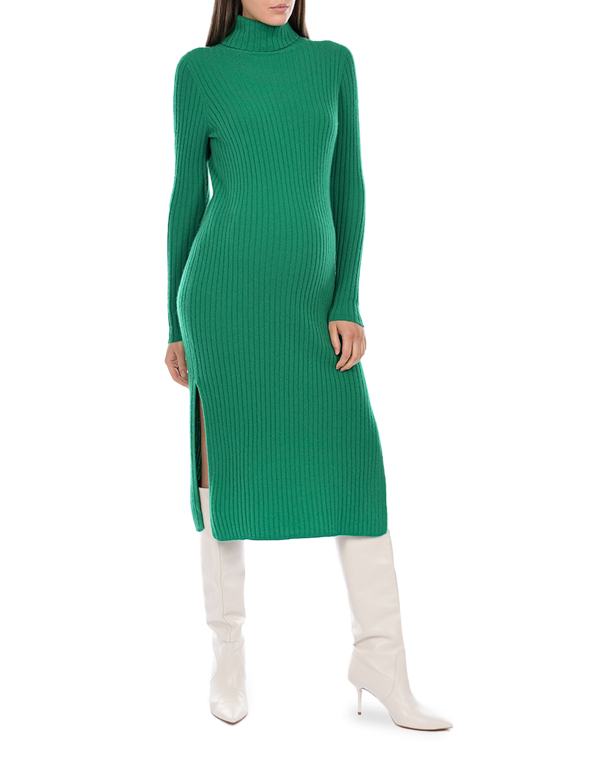 Платье из кашемира зеленого цвета Allude, размер 38 - фото 5