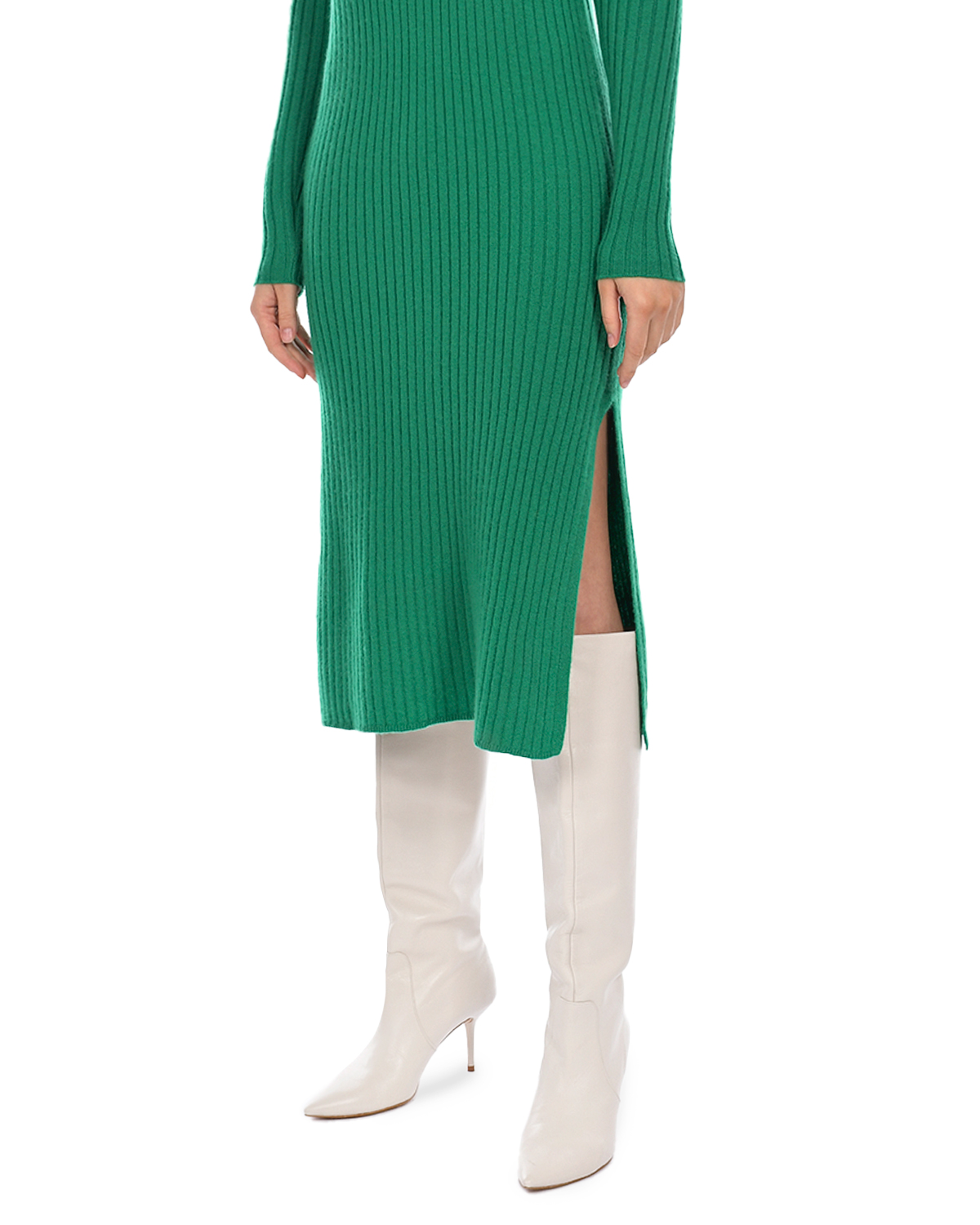 Платье из кашемира зеленого цвета Allude, размер 38 - фото 8