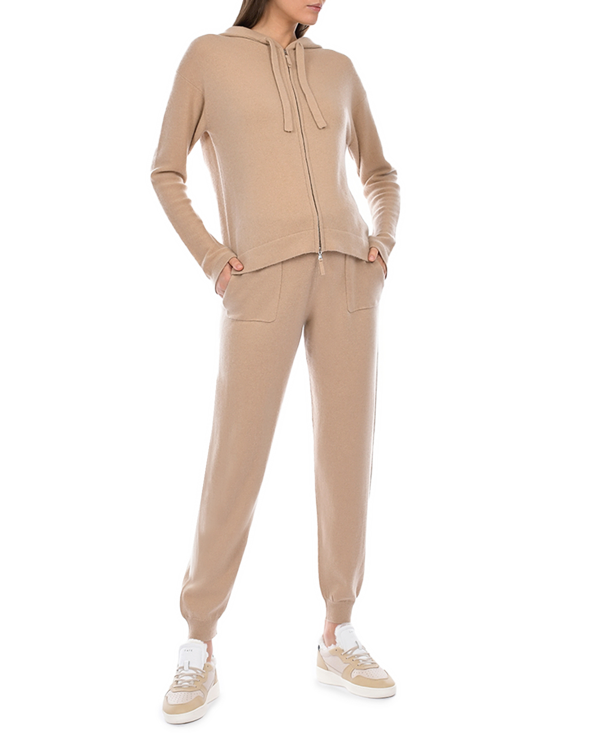 Бежевые спортивные брюки из шерсти и кашемира Allude, размер 38, цвет бежевый - фото 4