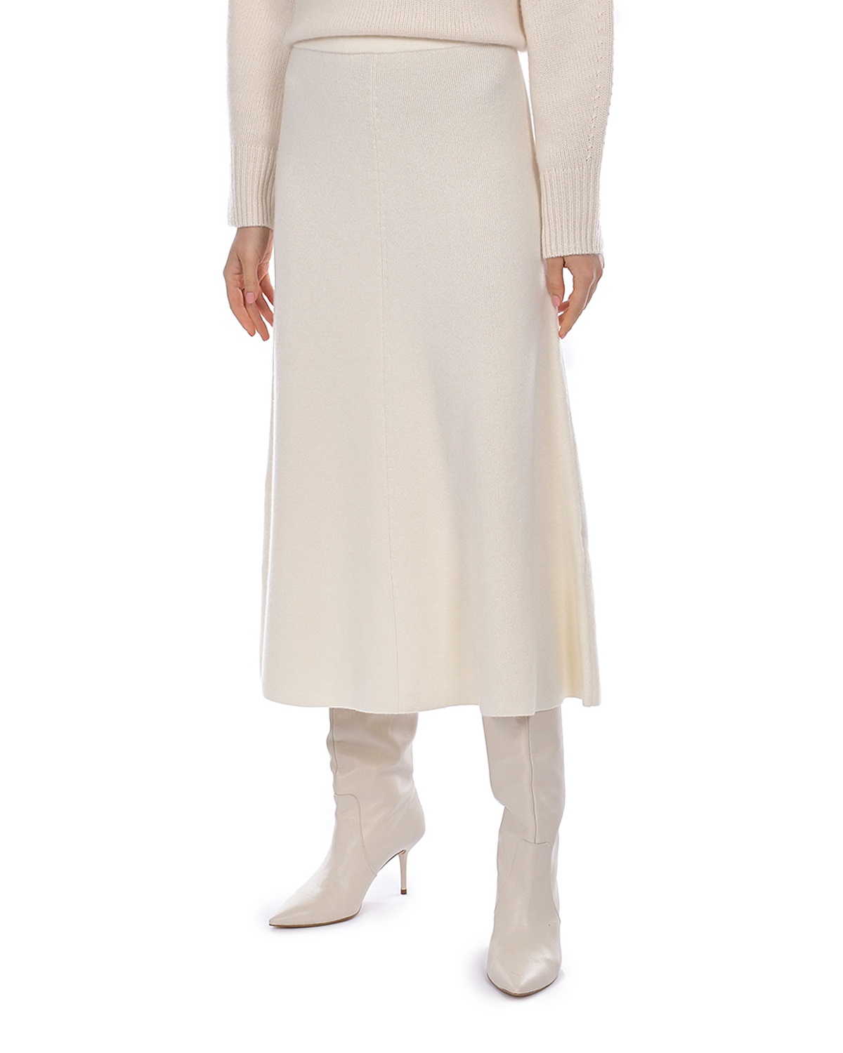 Кашемировая юбка молочного цвета Arch4, размер 40 - фото 7