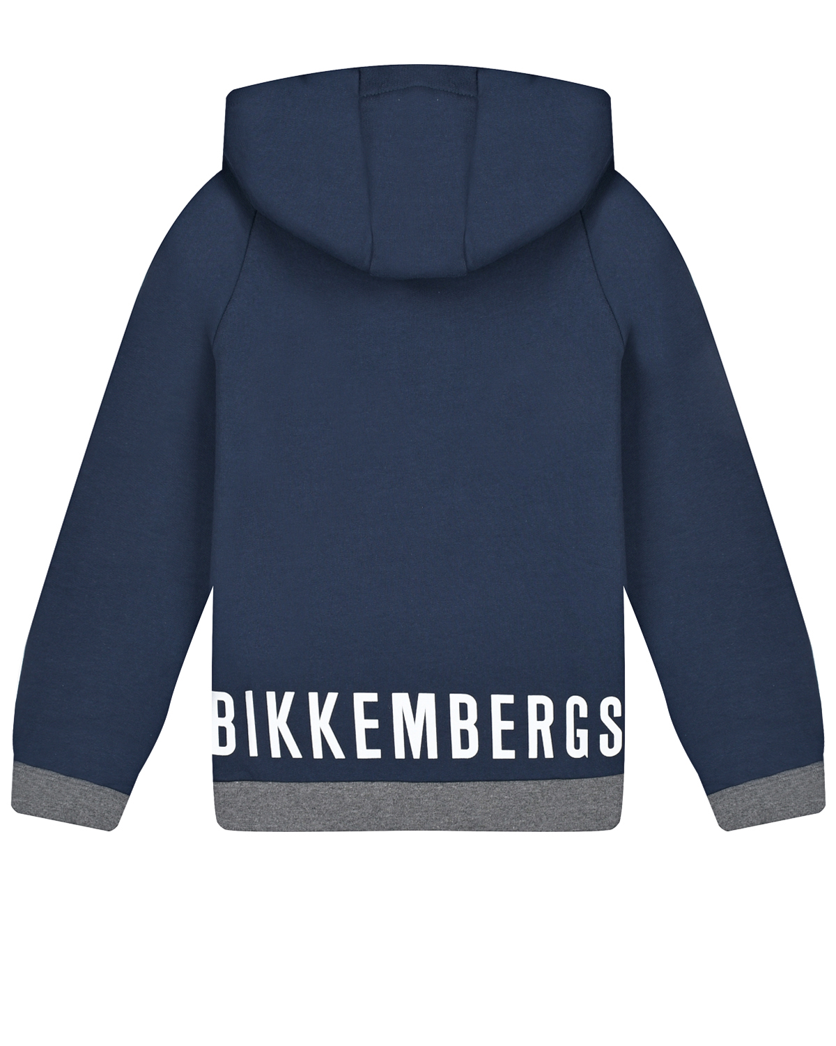 Темно-синяя толстовка-худи с белым лого Bikkembergs детское, размер 128, цвет синий - фото 2