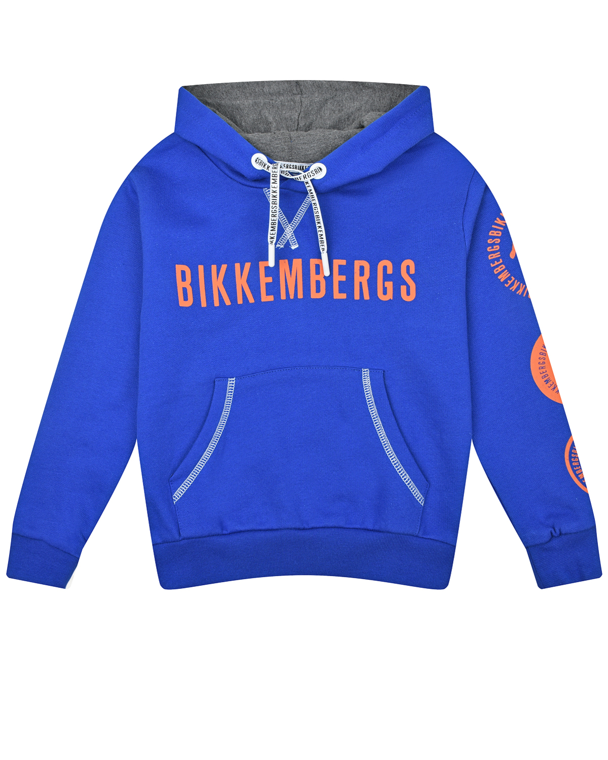 Синяя толстовка-худи с оранжевым лого Bikkembergs детская