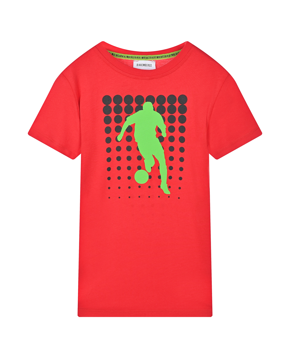 Красная футболка с зеленым лого Bikkembergs детская, размер 176, цвет красный - фото 1