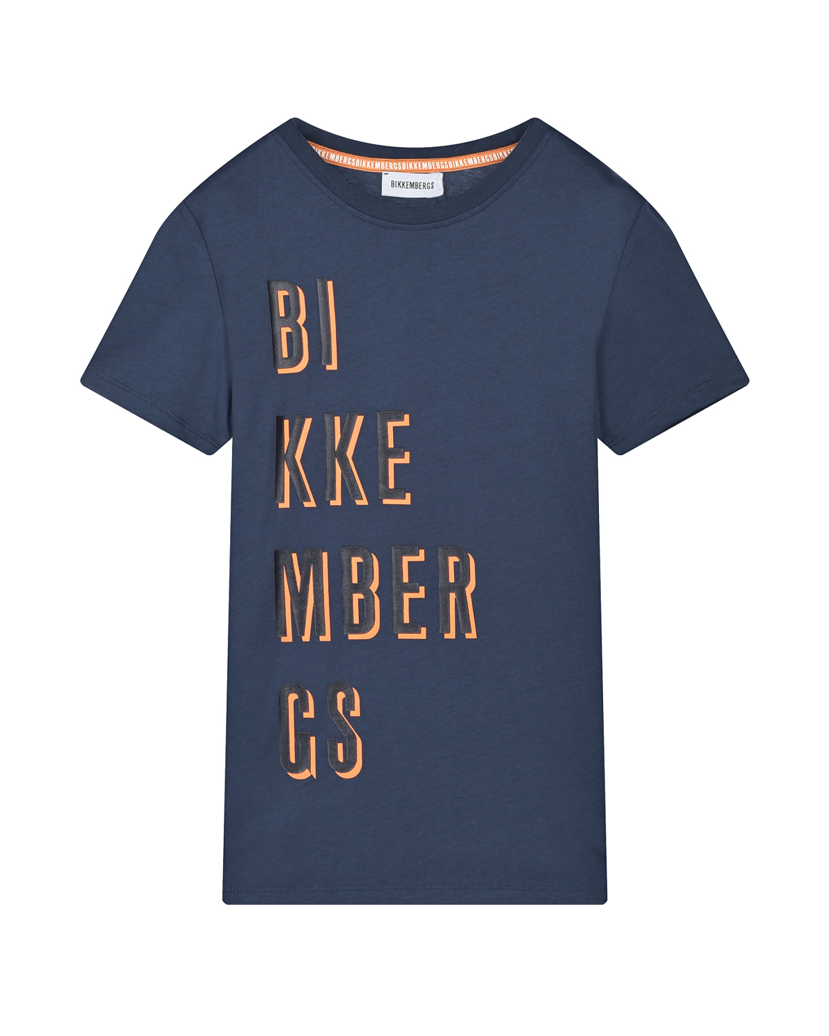 Синяя футболка с оранжевым лого Bikkembergs детская, размер 164, цвет синий - фото 1