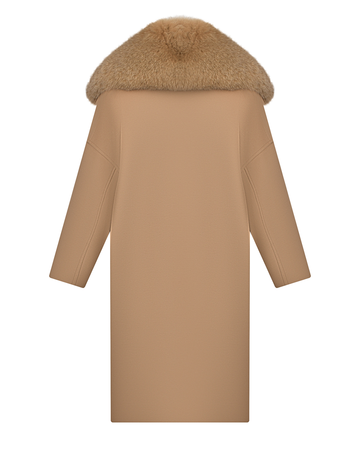Бежевое пальто с воротником из меха лисы Blancha, размер 44, цвет бежевый - фото 3