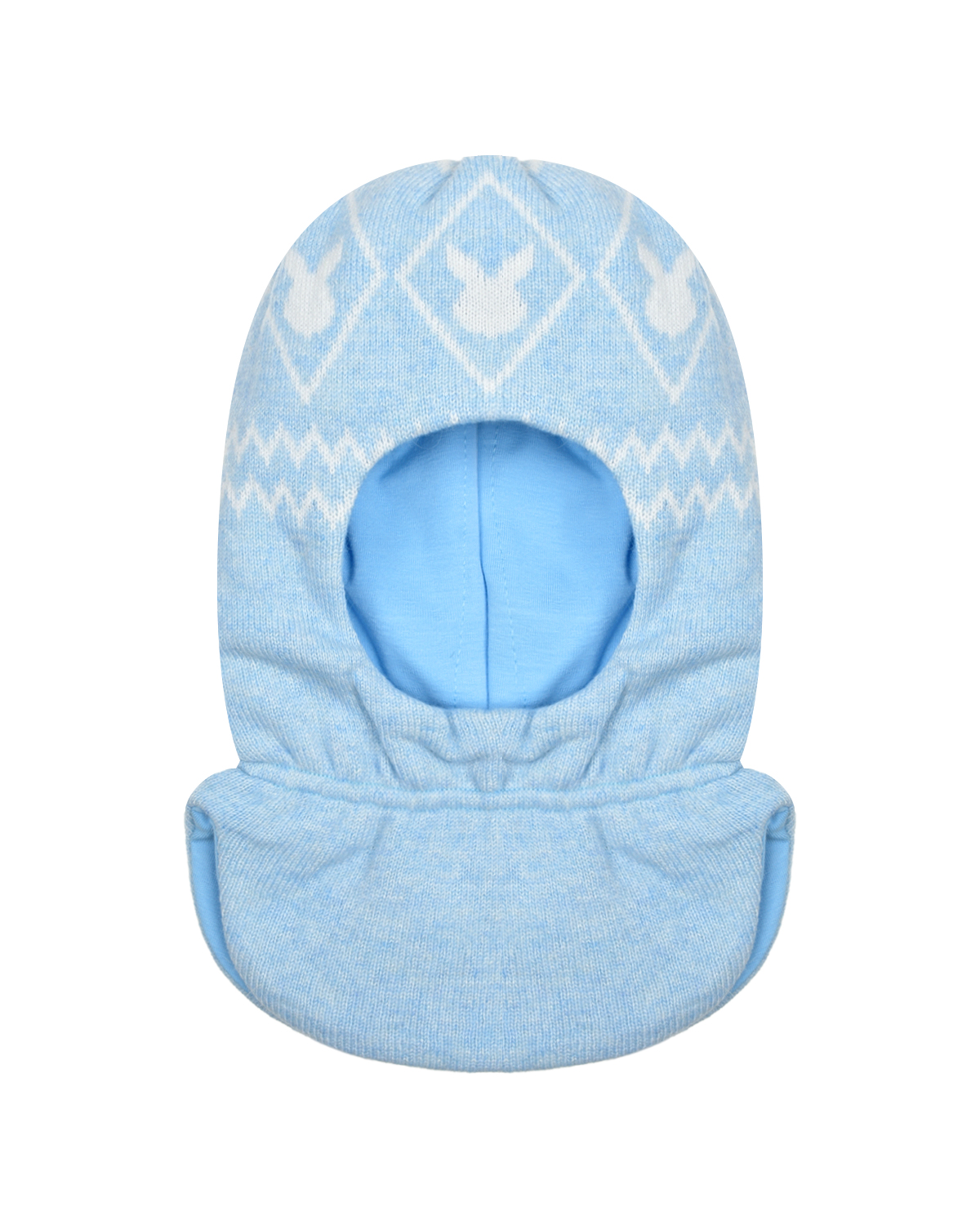 Голубая шапка-шлем с принтом "белые зайцы" Chobi детская, размер 45, цвет голубой - фото 1