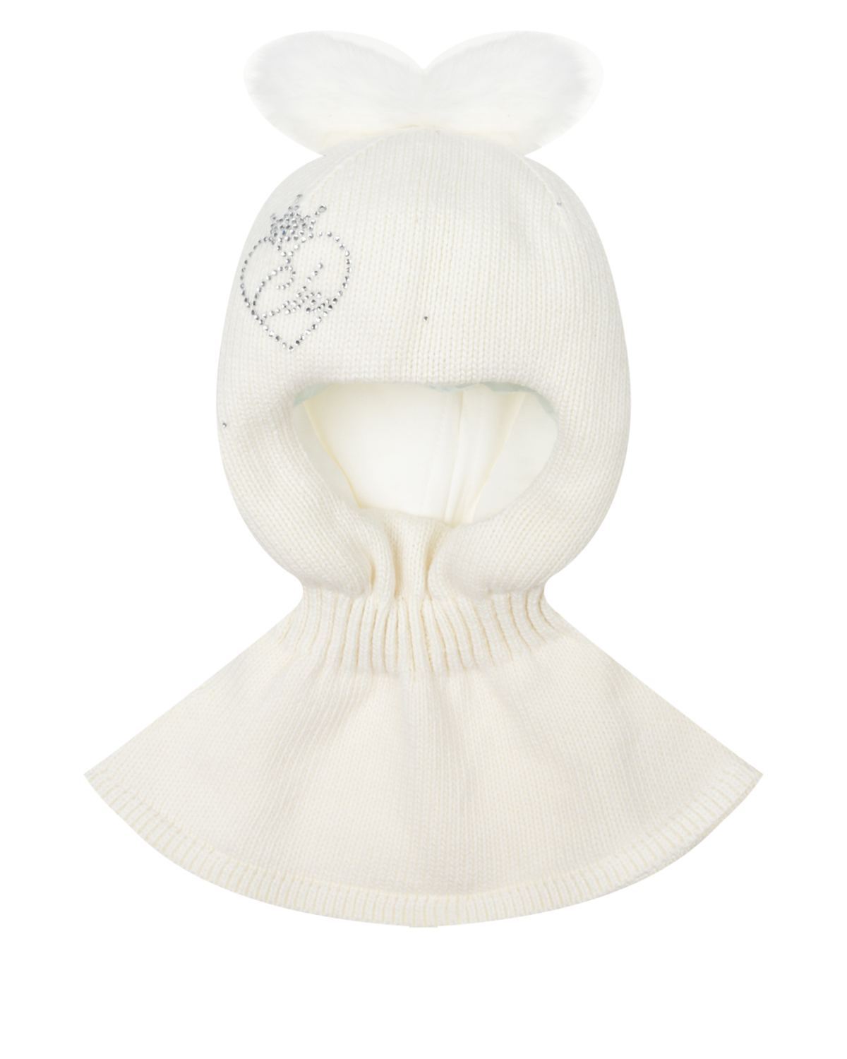 Белая шапка-шлем с декором из страз Chobi детская, размер 45, цвет белый - фото 1