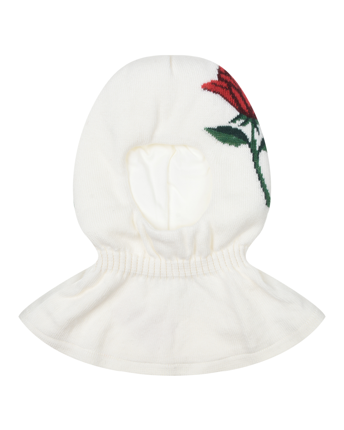Белая шапка-шлем с узором "роза" Chobi детская, размер 49, цвет нет цвета - фото 1