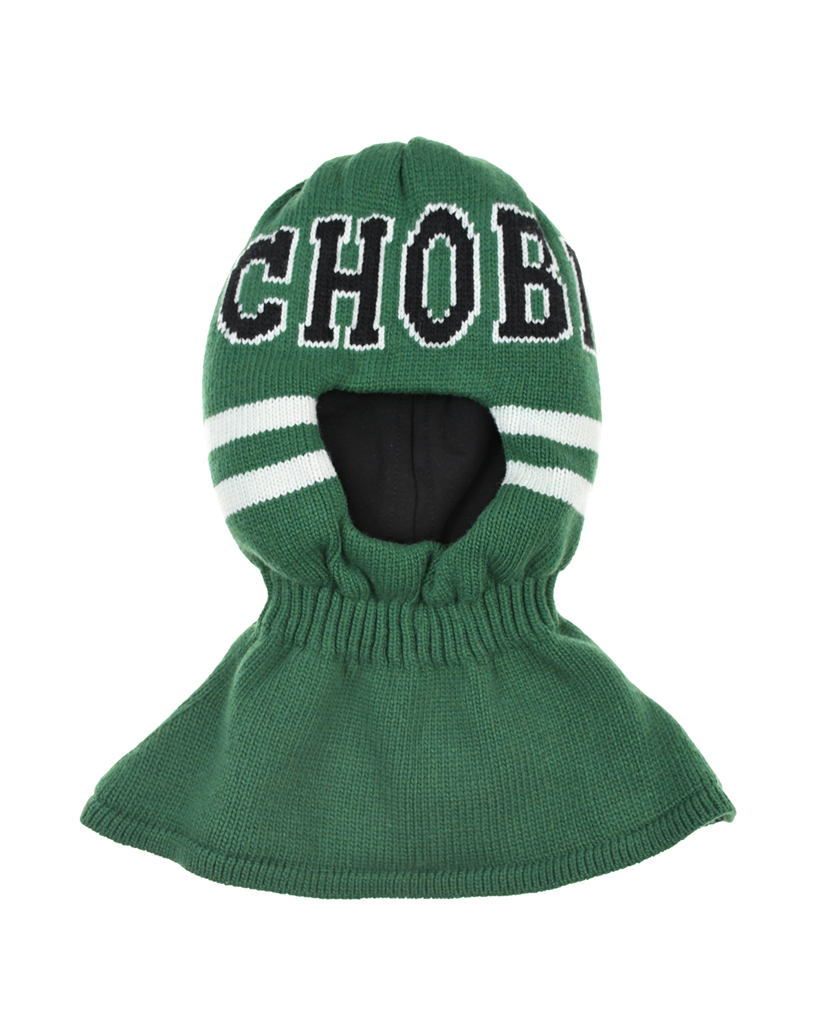 Зеленая шапка-шлем с белыми полосами Chobi детская, размер 53, цвет зеленый - фото 1