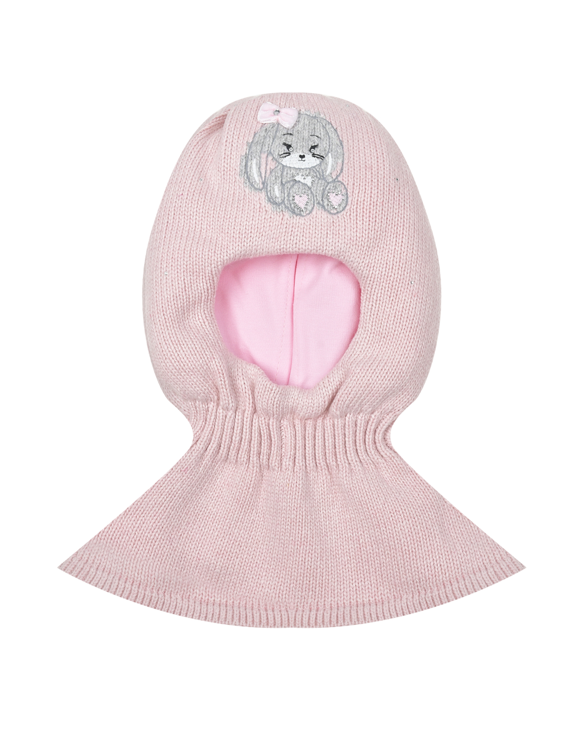 Розовая шапка-шлем с декором "зайчик" Chobi детская, размер 45, цвет розовый
