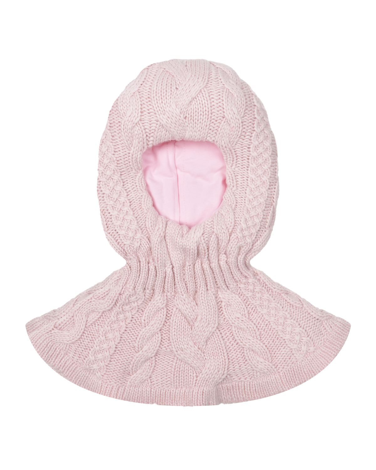 Розовая шапка-шлем с узором "косички" Chobi детская, размер 53, цвет розовый