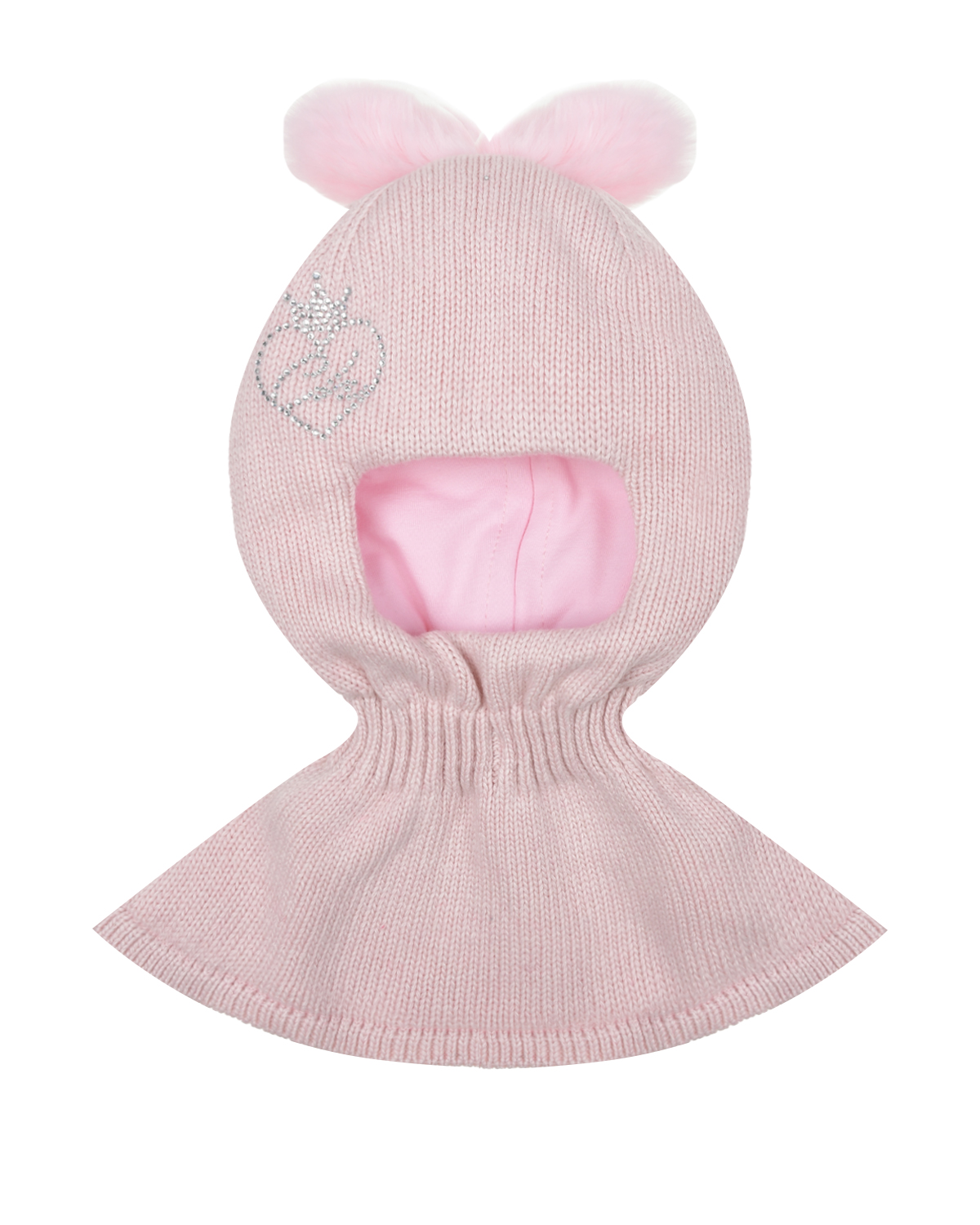 Розовая шапка-шлем с ушками Chobi детская, размер 53, цвет розовый