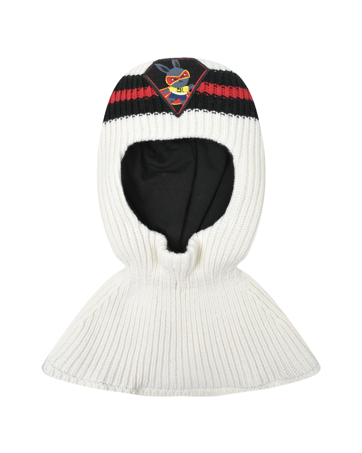 Белая шапка-шлем с нашивкой "заяц" Chobi детская, размер 53, цвет белый