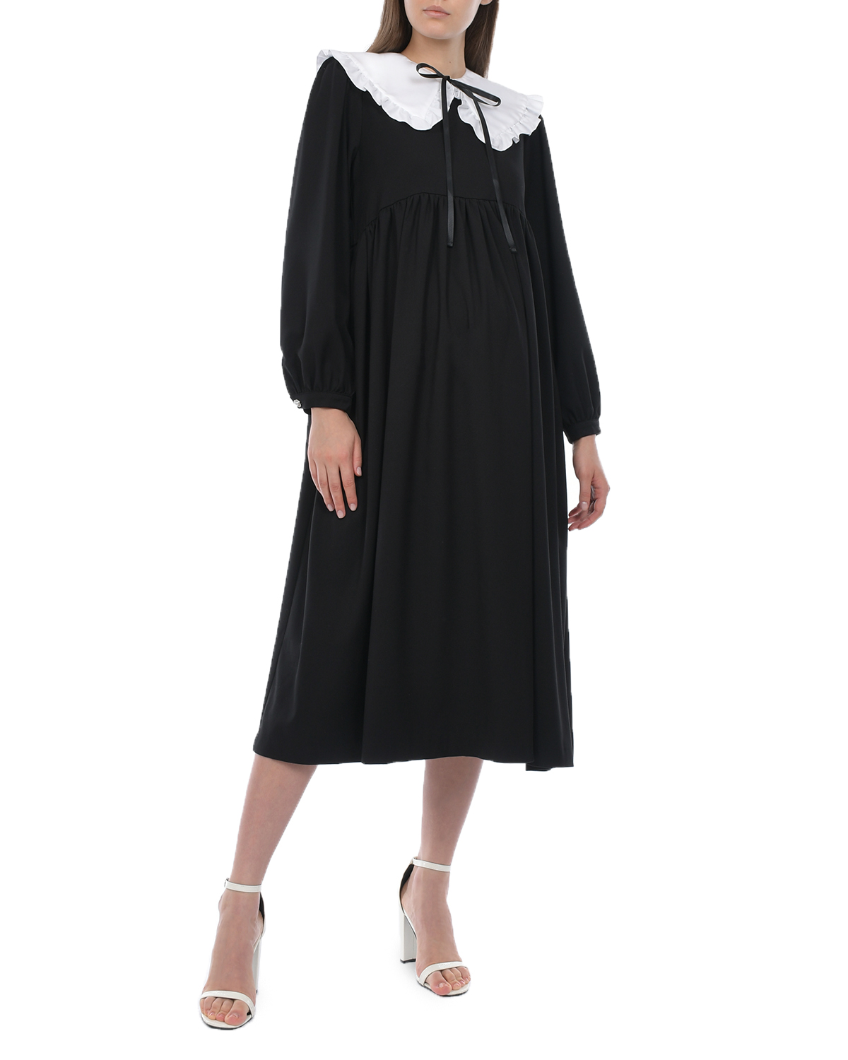 Черное платье с белым воротником Dan Maralex, размер 40, цвет черный - фото 2